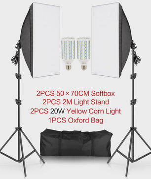 Professionele Softbox Verlichtingskit 50x70cm met E27 Lampen en Statief - Fotostudio Apparatuur
