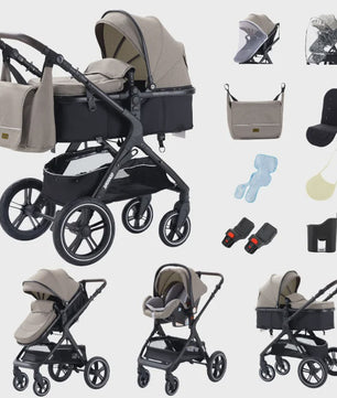 3-in-1 Multifunctionele Kinderwagen - Lichtgewicht en Compact met Babyzitje en Reiswieg
