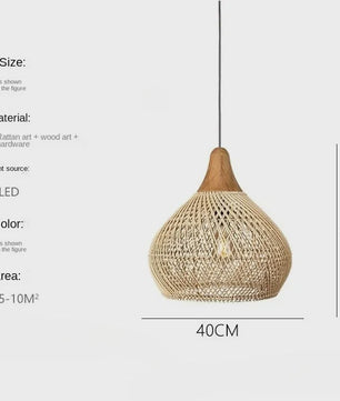 60cm Wabi Sabi Rotan Hanglamp - Japanse Retro Design voor Woonkamer & Eetkamer