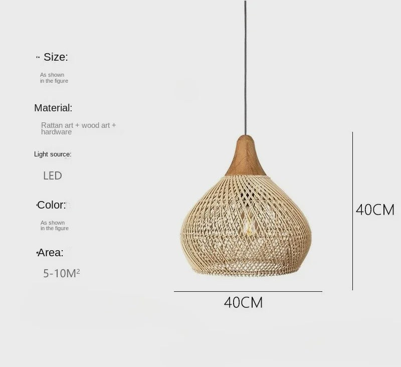 60cm Wabi Sabi Rotan Hanglamp - Japanse Retro Design voor Woonkamer & Eetkamer