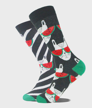 Grappige Heren Sokken met Dierenprint - Katoen, Mid-Length, Asymmetrisch Design