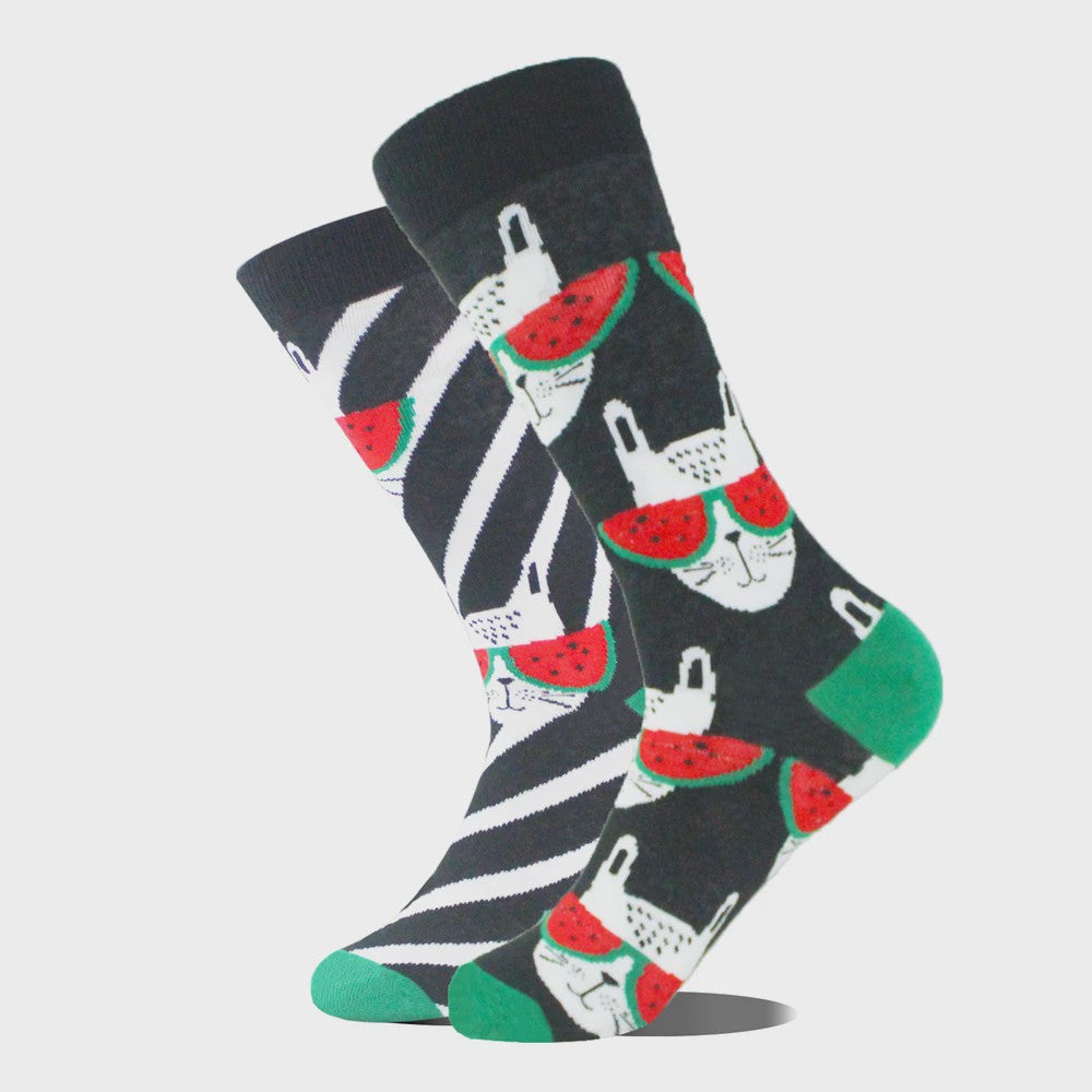 Grappige Heren Sokken met Dierenprint - Katoen, Mid-Length, Asymmetrisch Design
