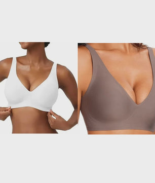 Seamless Beugelvrije BH met Luipaardprint - Diepe V-hals & Push-up Effect