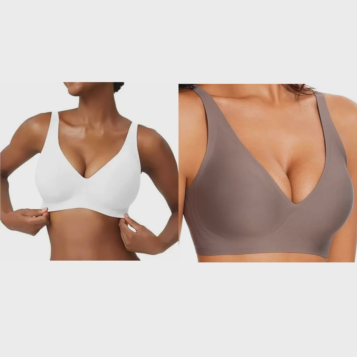 Seamless Beugelvrije BH met Luipaardprint - Diepe V-hals & Push-up Effect