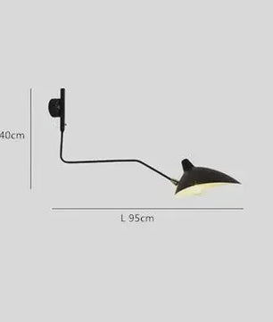 Industriële Zwarte Aluminium Wandlamp met Lange Arm - Verstelbaar LED Licht