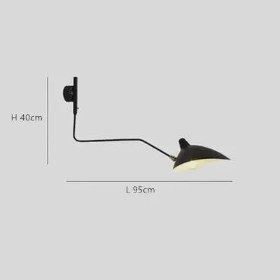 Industriële Zwarte Aluminium Wandlamp met Lange Arm - Verstelbaar LED Licht