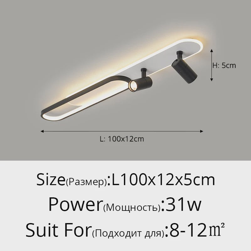 Moderne LED Plafondlamp met Spotlight - Zwart, Wit of Goud - Sfeervolle Verlichting voor Slaapkamer & Studiekamer