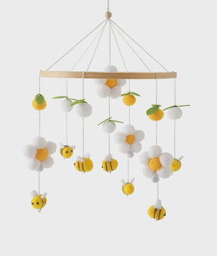 Houten Baby Mobiel voor Ledikant met Teddybeer, Maan en Sterren - Muziek & Rammelaar - Perfect Kraamcadeau