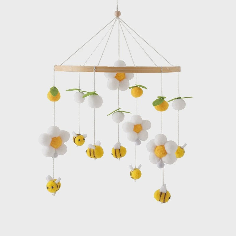 Houten Baby Mobiel voor Ledikant met Teddybeer, Maan en Sterren - Muziek & Rammelaar - Perfect Kraamcadeau