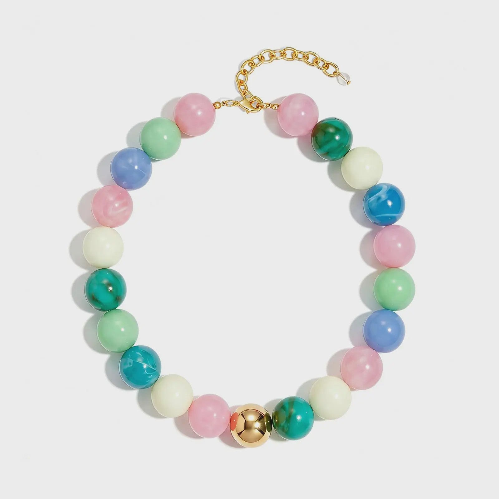 Bohemian Resin Kralen Ketting - Statement Choker met Dubbele Kleuren