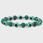 Set van 2 Handgemaakte Natuursteen Armbanden met Hanger Oog van Fatima & Lavasteen/Hematiet
