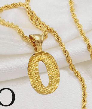 Gouden Initiaal Ketting met Touwketting - Kies Uw Letter (A-Z)