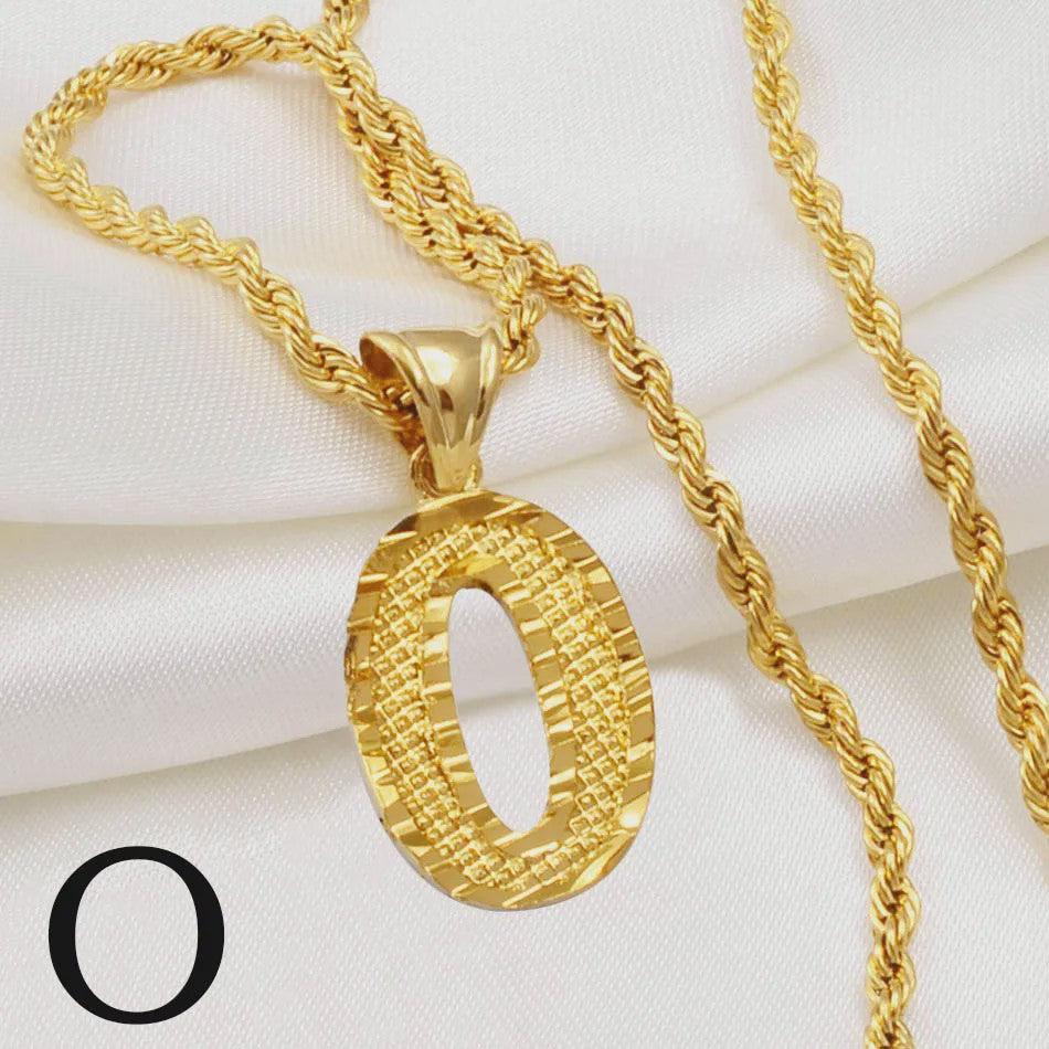 Gouden Initiaal Ketting met Touwketting - Kies Uw Letter (A-Z)