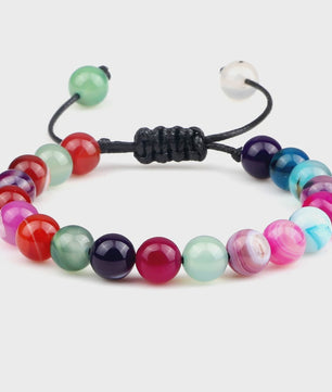 Verstelbare Natuursteen Armband - 8mm Agate & Onyx Kralen voor Mannen en Vrouwen