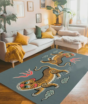 Bohemian Tibetaanse Tijger Vloerkleed - Antislip Decoratief Kleed voor Woonkamer & Slaapkamer
