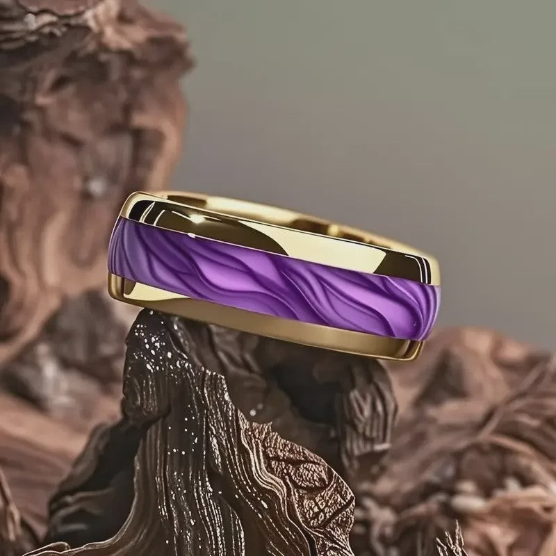 Luxe Groene Kristalstenen Ringen voor Mannen - 8mm Roestvrij Staal Trouwband
