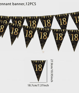 Black Gold Verjaardag Banner - Slingers voor 30, 40, 50, 60 Jaar Feestdecoratie