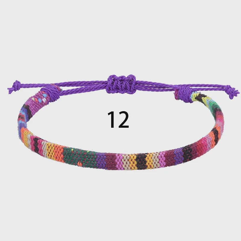 Handgemaakte Boho Anklet Armband - Geweven Stof, Verstelbaar, Beach & Ethnic Stijl