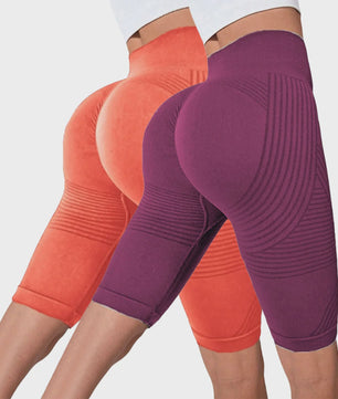 2-Pack Seamless High-Waisted Yoga Shorts met Push-Up Effect - Perfect voor Fitness & Training