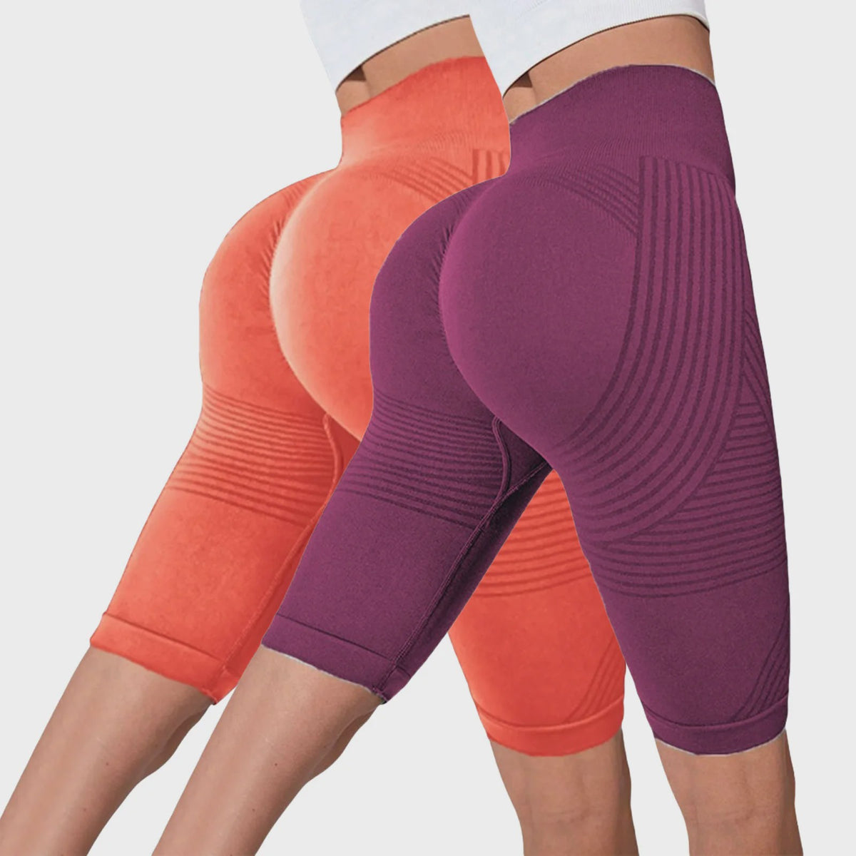 2-Pack Seamless High-Waisted Yoga Shorts met Push-Up Effect - Perfect voor Fitness & Training