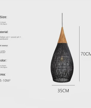 60cm Wabi Sabi Rotan Hanglamp - Japanse Retro Design voor Woonkamer & Eetkamer