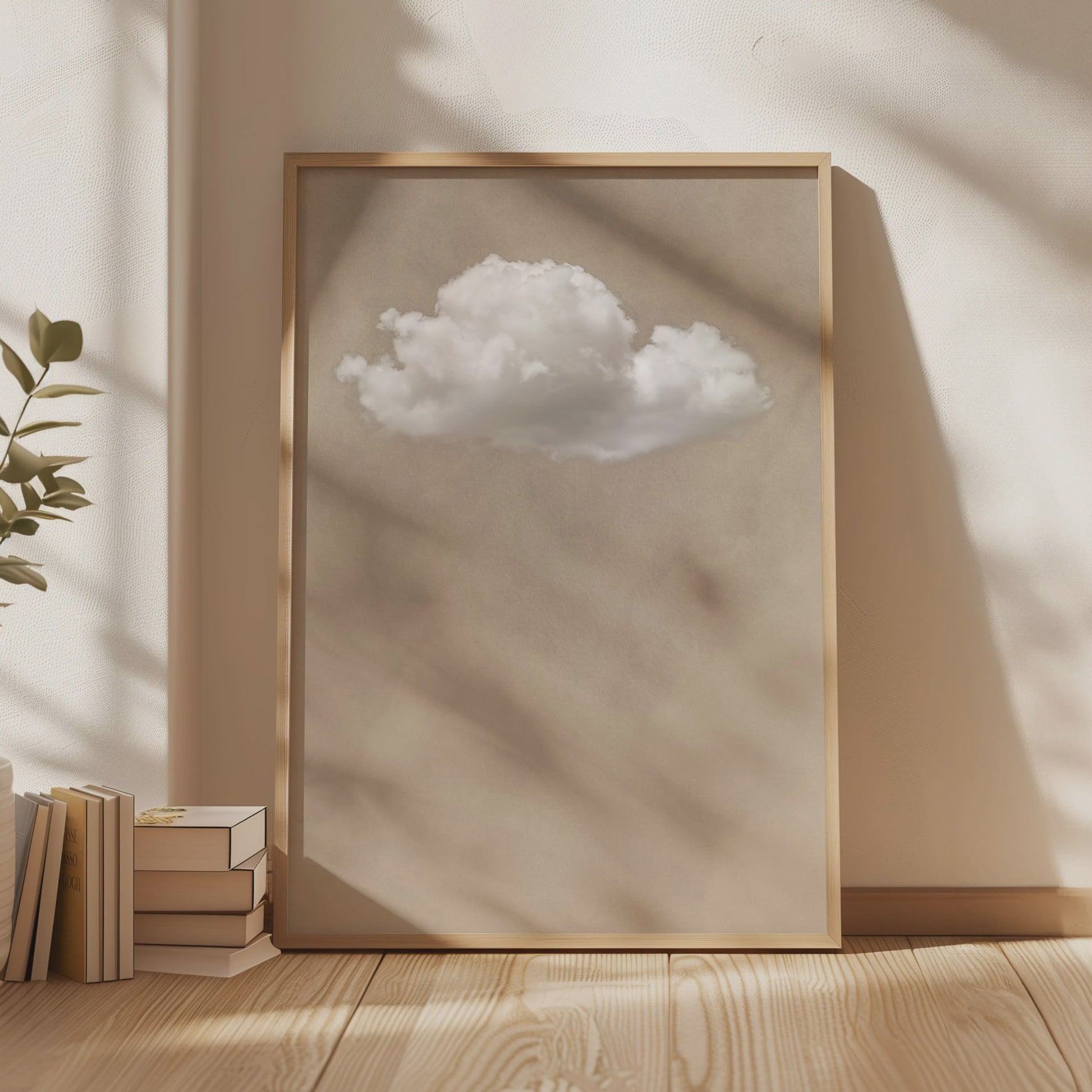 Abstracte Blauwe Wolken Poster - Minimalistische Canvas Muurkunst voor Moderne Woonkamer