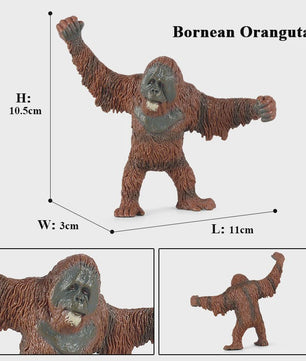 Oenux Wild Animal Speelfiguren: Aap, Chimpansee, Orang-oetan & Gibbon (PVC)