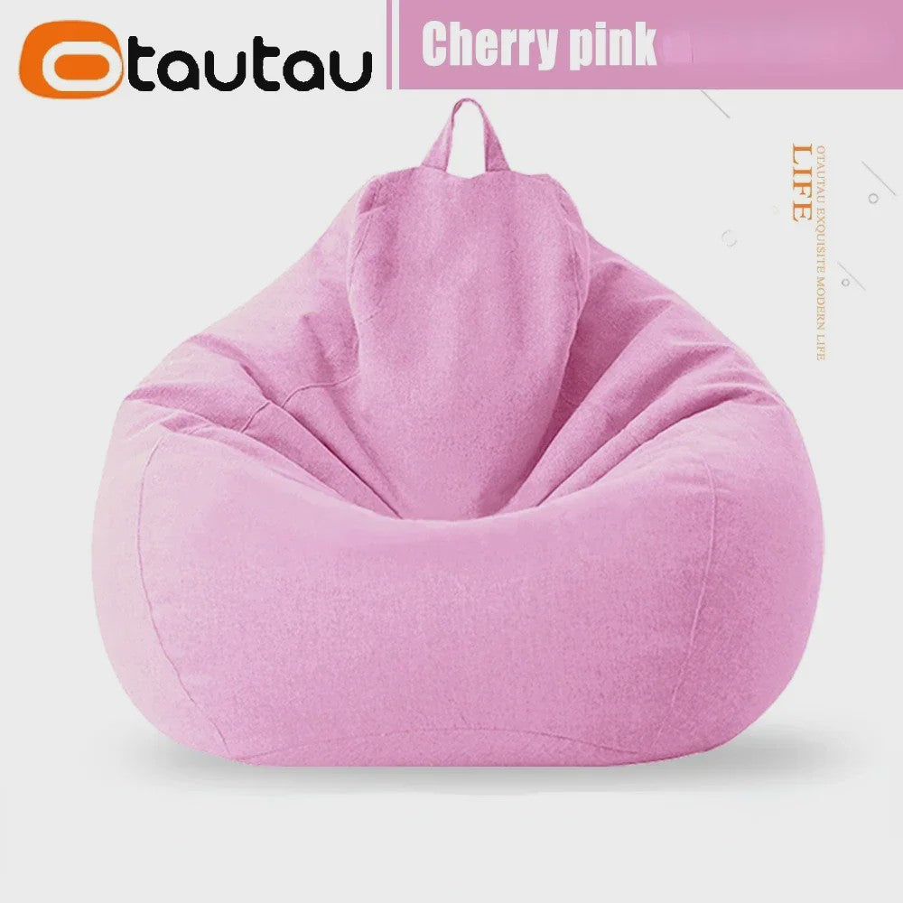 70cm Gevulde Beanbag Sofa van Katoen Linnen - Comfortabele Loungestoel voor Ontspanning