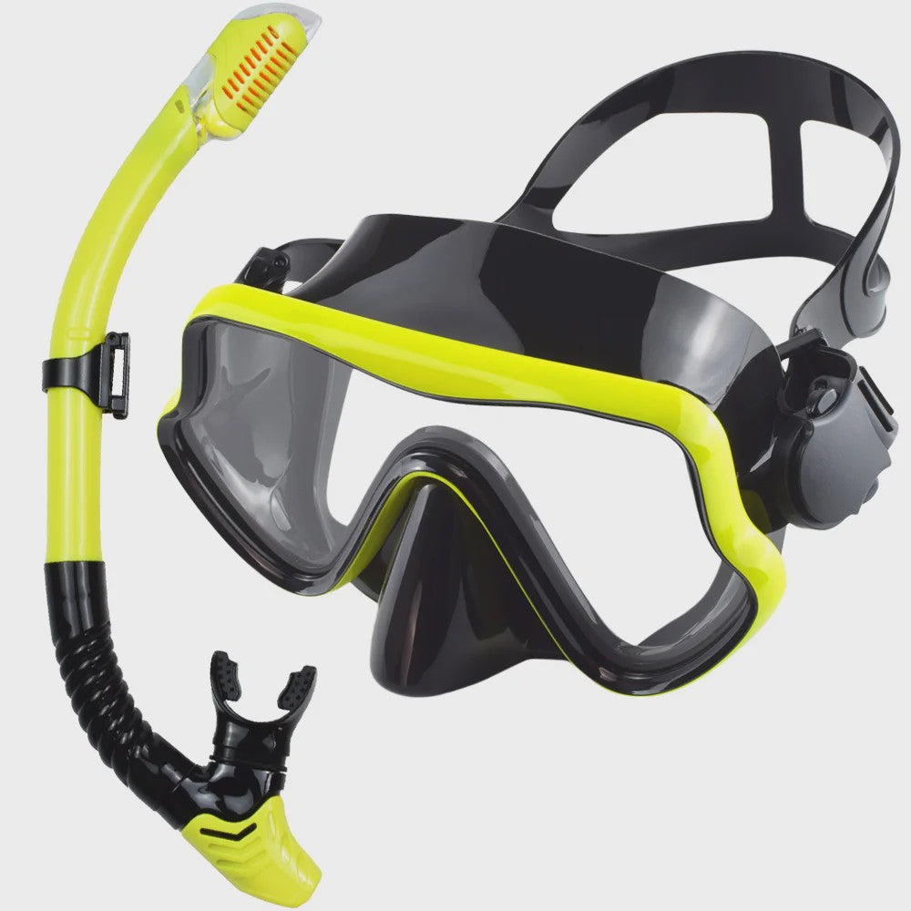 Professionele Duikbril en Snorkel Set voor Volwassenen - Panoramisch Zicht & Duurzaam Gehard Glas