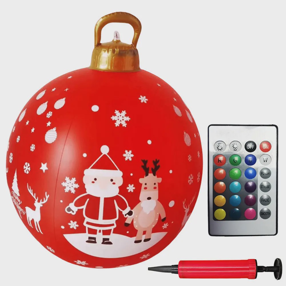 24 Inch Opblaasbare Kerstbal met LED Verlichting - XL Tuindecoratie