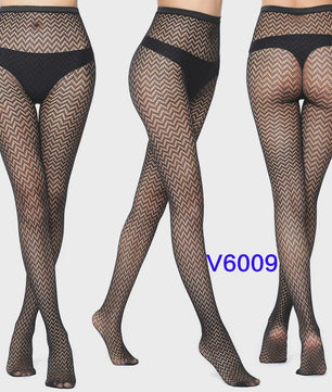Dames Visnet Panty's met Jacquard Weefsel - Gothic Kant & Spider Net Stijl