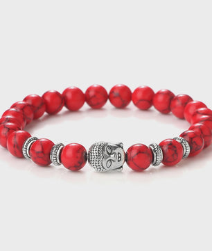 Buddha Hoofd Kralen Armbanden - Natuursteen (Tijgeroog, Vulkanisch, Malachiet, Rozenkwarts)