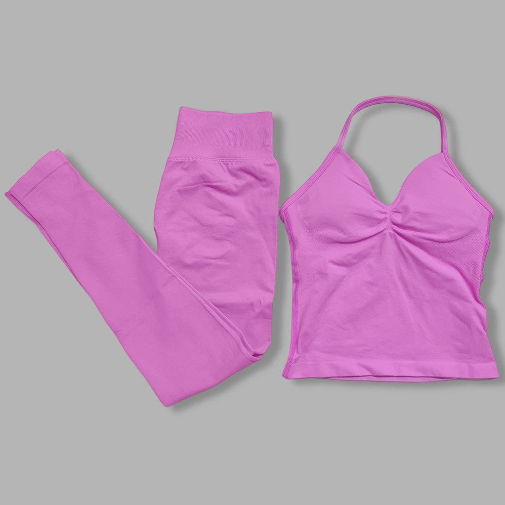 Dames Sportset: Backless Tanktop & Scrunch Seamless Legging
