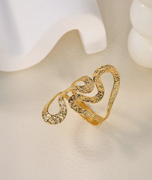 Gouden Ringen Dames - Roestvrij Staal Chunky Open Ringen Vintage Geometrisch Design