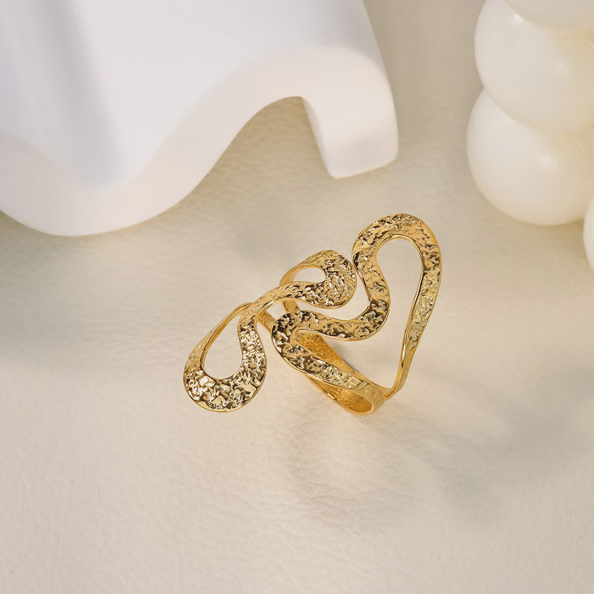 Gouden Ringen Dames - Roestvrij Staal Chunky Open Ringen Vintage Geometrisch Design