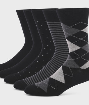 5 Paar Heren Sokken Plus Size - Comfortabel Katoen, Ademend & Stijlvol Argyle/Streep