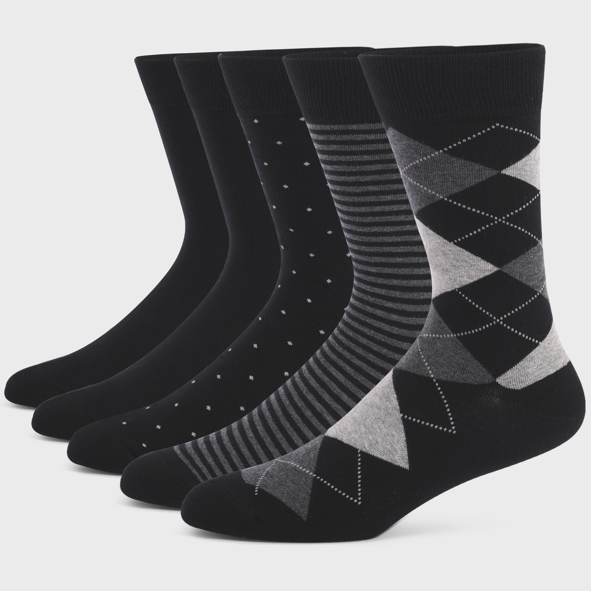 5 Paar Heren Sokken Plus Size - Comfortabel Katoen, Ademend & Stijlvol Argyle/Streep