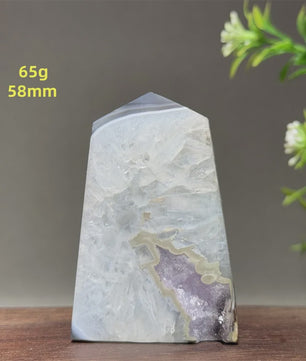 Zwarte Agaat Kristal Geode Obelisk - Natuurlijke Decoratie & Meditatie Steen