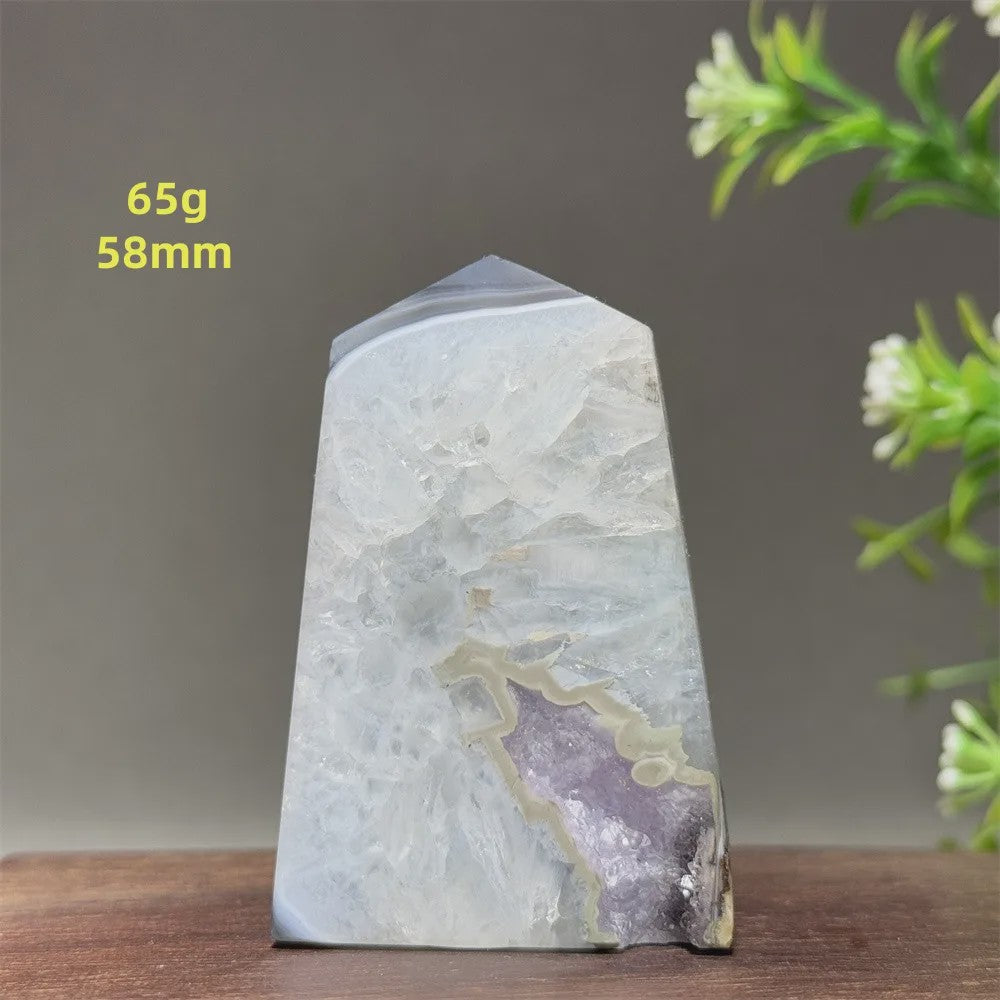 Zwarte Agaat Kristal Geode Obelisk - Natuurlijke Decoratie & Meditatie Steen