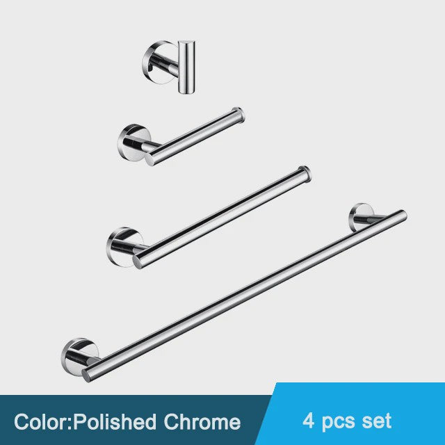 Zwarte RVS Wandmontage Set: Handdoekrek, Toiletrolhouder & Haakjes - Complete Badkamer Accessoires