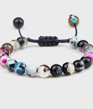 Verstelbare Natuursteen Armband - 8mm Agate & Onyx Kralen voor Mannen en Vrouwen