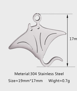 5-delige Set RVS Bedeltjes Zeeleven: Walvis, Dolfijn, Octopus, Vissenstaart & Manta Ray