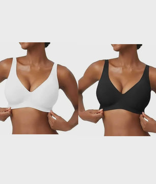 Seamless Beugelvrije BH met Luipaardprint - Diepe V-hals & Push-up Effect