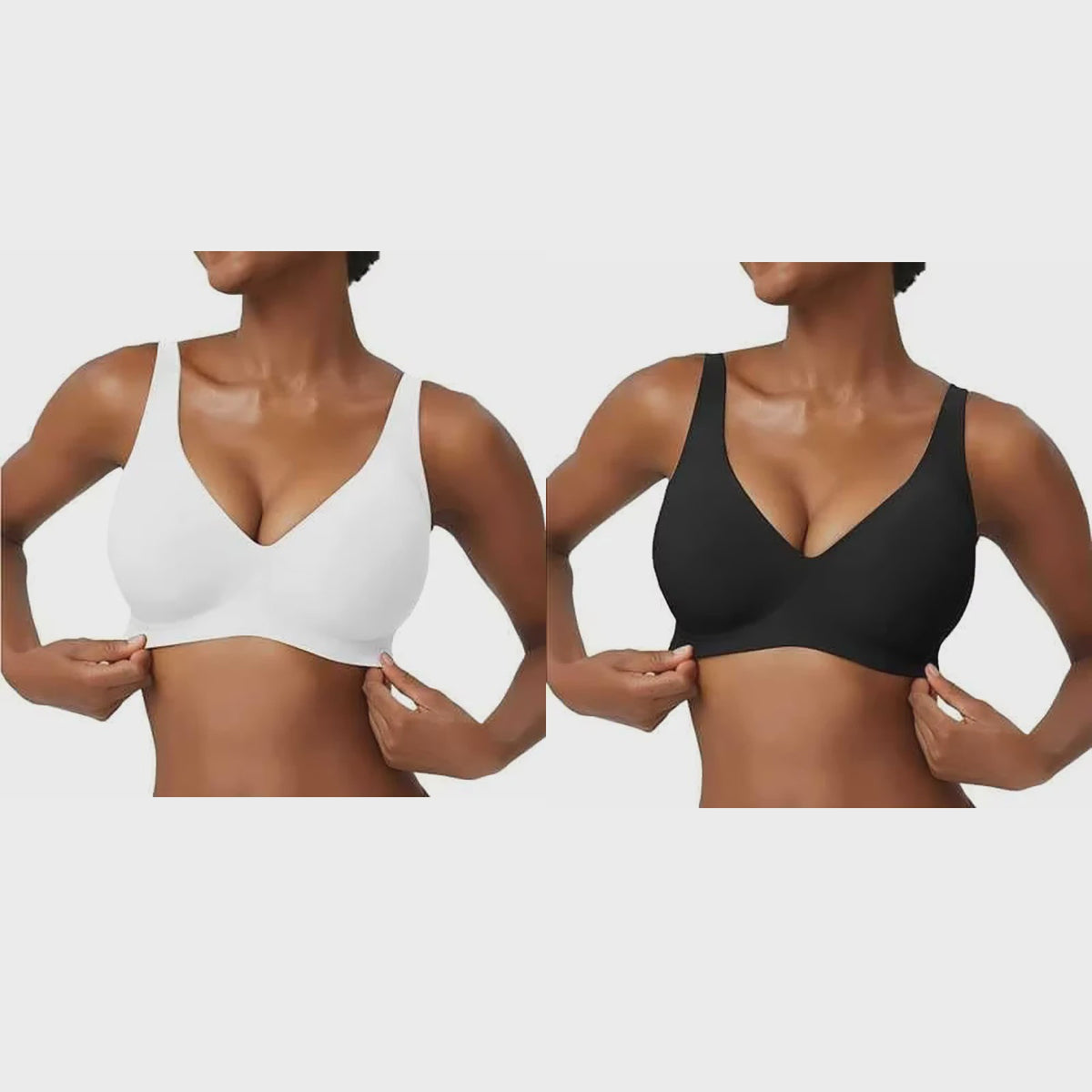 Seamless Beugelvrije BH met Luipaardprint - Diepe V-hals & Push-up Effect