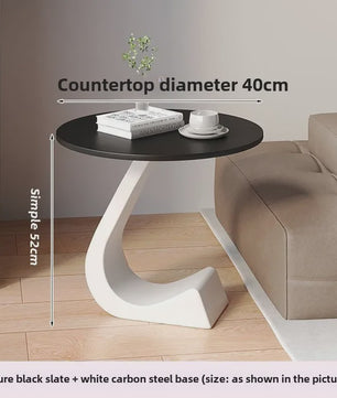 Luxe Ronde Bijzettafel met Rock Slab Look - Modern Design voor Woonkamer & Slaapkamer