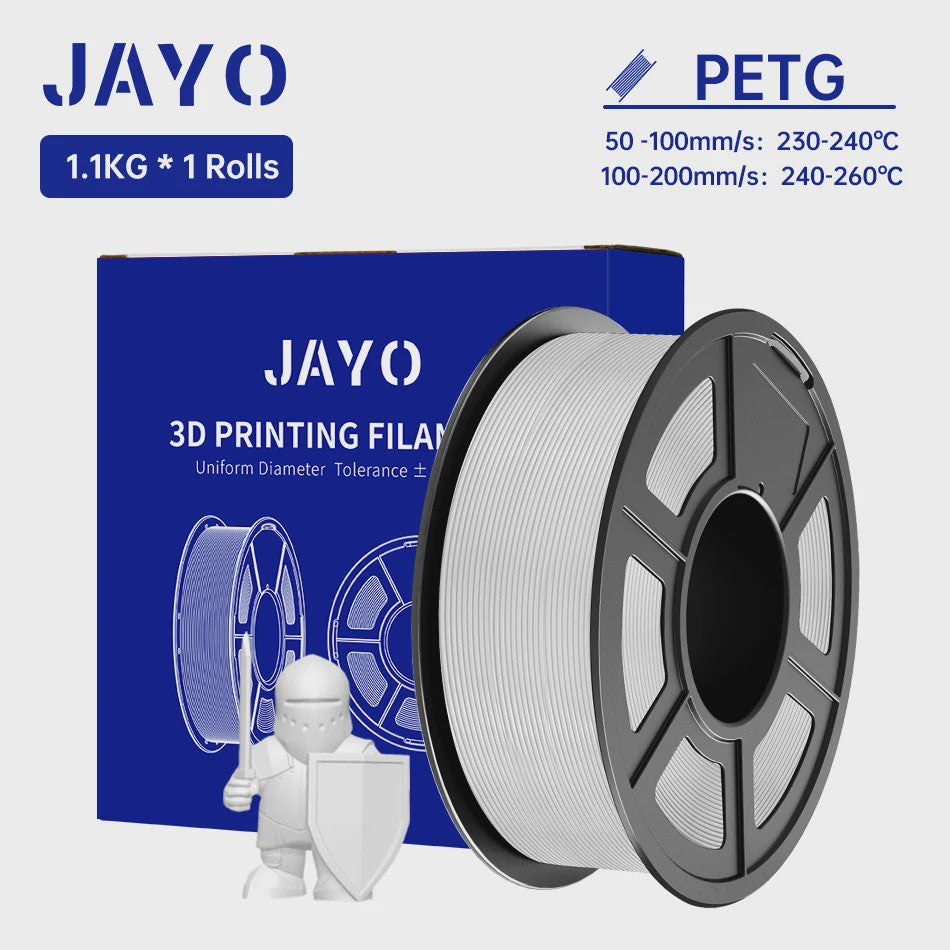 JAYO PETG 3D Printer Filament - 1.75mm Clear, 1.1kg, Hoge Taaiheid, Net Gewikkeld