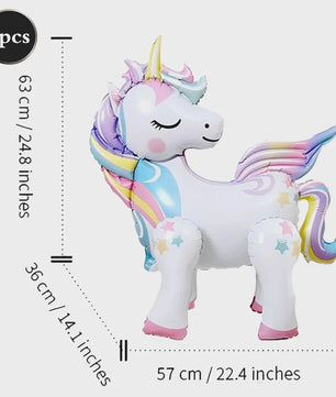 Reuze 3D Staande Eenhoorn Folieballon - Magische Regenboog & Wolk Decoratie voor Kinderfeestjes en Babyshowers
