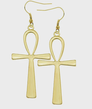 Vintage Egyptische Ankh Kruis Ketting - Grote Hanger met Lange Ketting