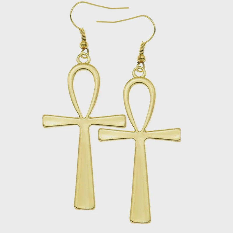Vintage Egyptische Ankh Kruis Ketting - Grote Hanger met Lange Ketting