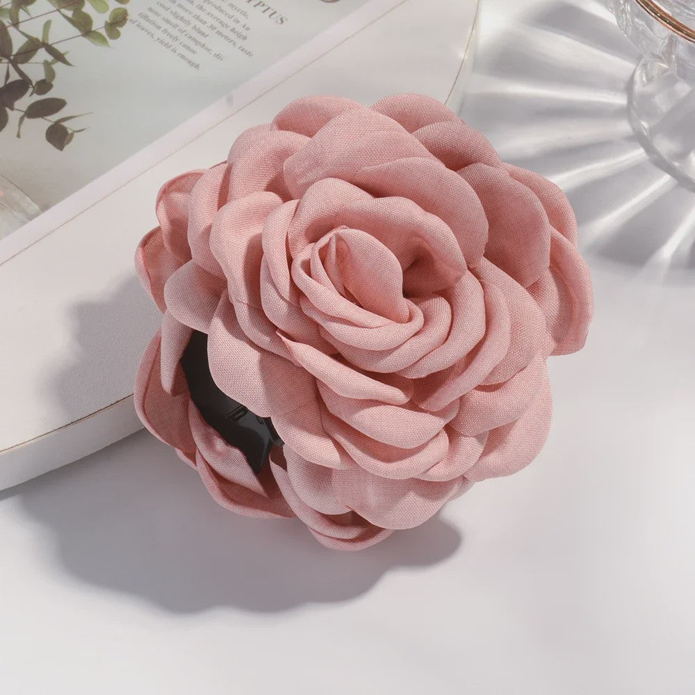 Bloem Haarclip Dames - Katoen Stof Rozen Klip - Medium Maat - Koreaanse Stijl Haarsieraad